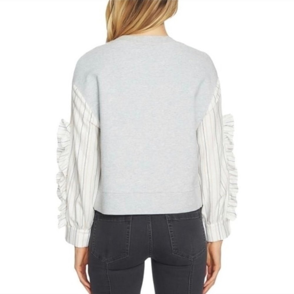 NWT 1. State grey stripe ruffle sleeve sweatshirt - Picture 2 of 5